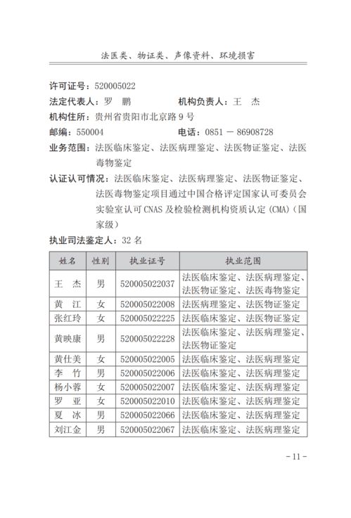 公告一 贵州省 国家司法鉴定人和司法鉴定机构名册 2020年度