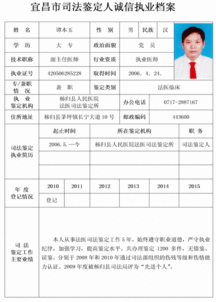 秭归县人民医院法医司法鉴定所及鉴定人诚信执业档案